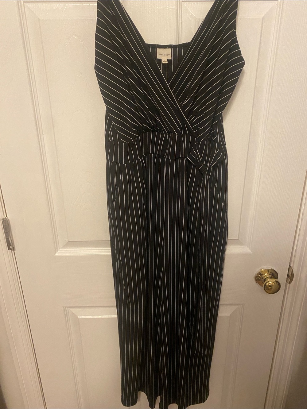 Kaileigh Black and White Pinstripe Jumpsuit